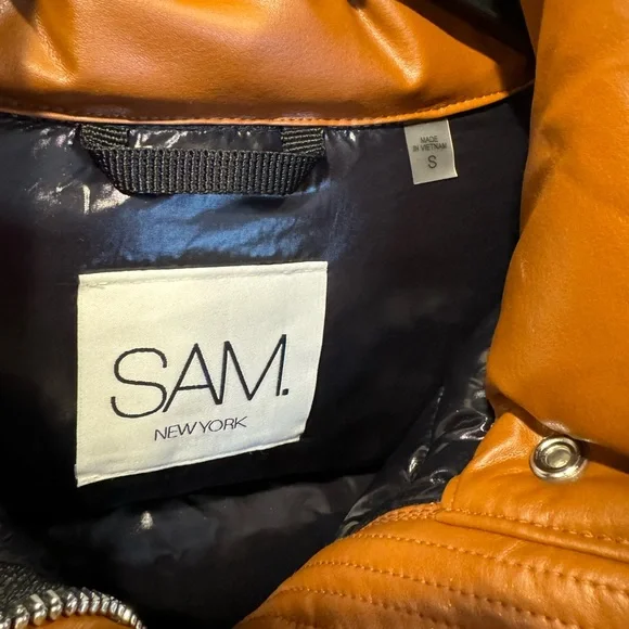 Sam Isabel Vegan leather down puffer jacket S